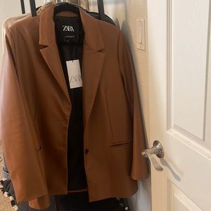Brown leather Zara Blazer - New with Tags